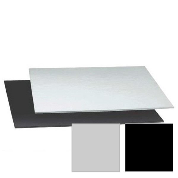 SOTTOTORTA RETTANGOLARE NERO ARGENTO 30X20 CM - Dolcidecorishop