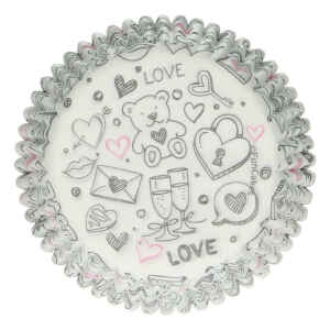 Pirottini in carta forno Love Doodle Ø 5 cm 48 Pz FunCakes