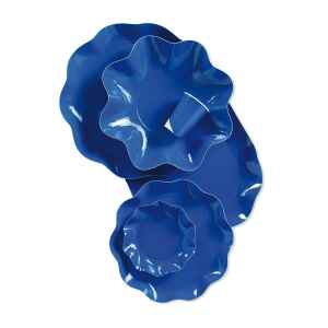 Piatti Piani di Carta a Petalo Blu Cobalto 24 cm 10 Pz