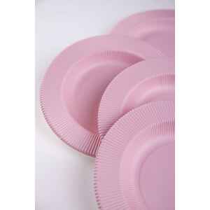 Piatti Fondi di Carta Opaco a Righe Rosa Quarzo 25,5 cm 8 Pz