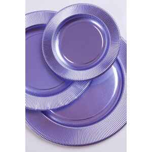 Piatti Piani di Carta a Righe Lavanda Metallizzato 21 cm 8 Pz