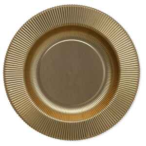 Piatti Fondi di Carta a Righe Oro Metallizzato Satinato 25,5 cm Extra