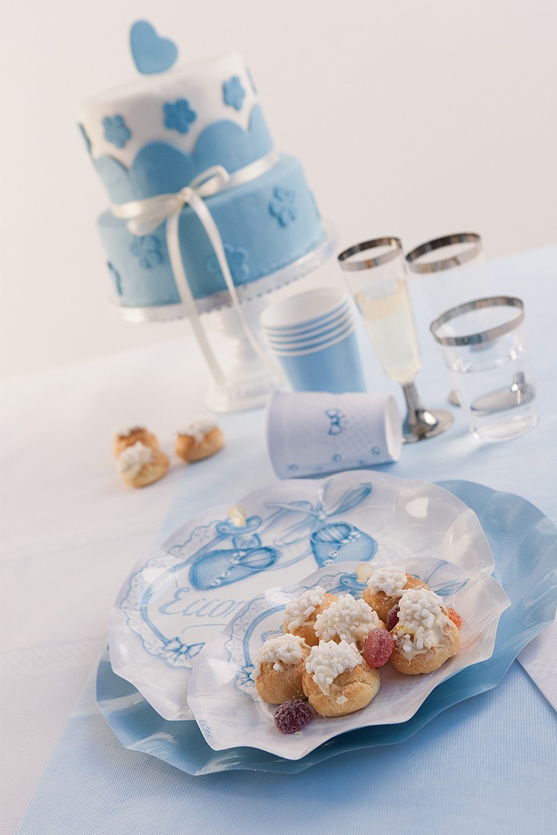 Piatti baby shower celesti grandi - 8 pz