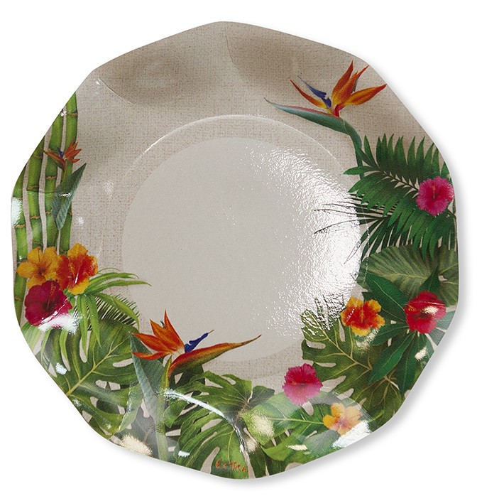 Piatti Piani di Carta a Petalo Tropical 27 cm 8 Pz