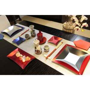 Piatti di Carta Rettangolare Wasabi Rosso Opaco 24,5 x 14,5 cm