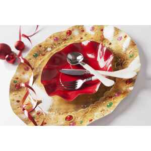 Piatti Piani di Carta a Petalo XMAS LIGHT GOLD 27 cm 10 Pz