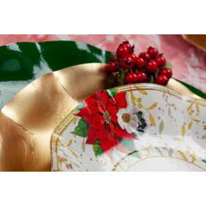 Piatti Fondi di Carta a Petalo Lucky Christmas 24 cm 8 Pz