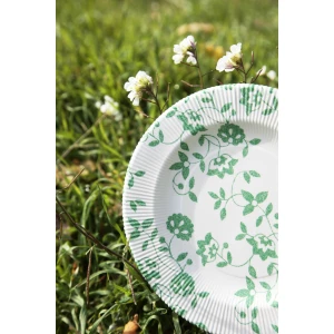 Piatti Fondi a Righe Compostabili Natura Verde 25,5 cm Extra