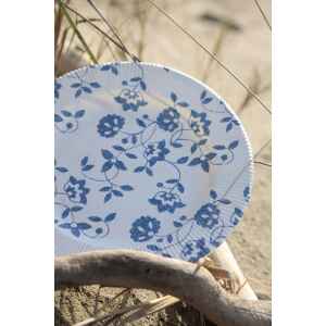 Piatti Fondi a Righe Compostabili Natura Blu 25,5 cm