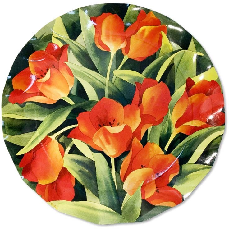 Piatti Piani di Carta a Petalo Tulipani Colorati 32,4 cm