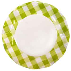 Extra Piatti Piani di Carta Vichy a Quadri Bianco Verde Lime 27 cm