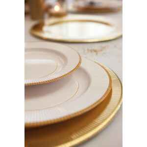 Piatti Piani di Carta a Righe Bordo Oro Classic Gold 21 cm 8 Pz