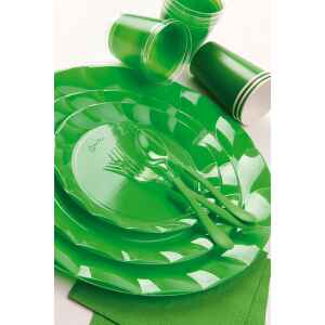 Piatti Piani di Plastica a Petalo Verde 20 cm 8 Pezzi