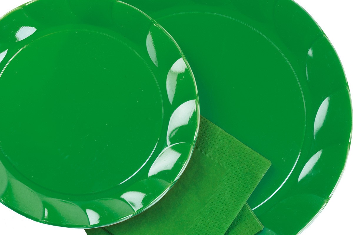 Piatti Piani di Plastica a Petalo Verde 26 cm 2 confezioni