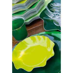 Piatti Piani di Carta a Petalo Verde Lime 27 cm 10 Pz