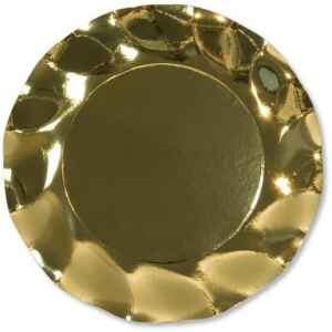 Piatti Piani di Carta a Petalo Oro Metallizzato Lucido 27 cm Extra