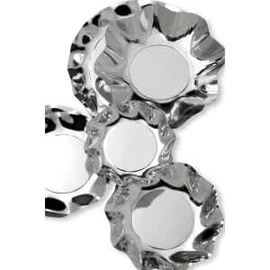 Piatti Fondi di Carta a Petalo Argento Metallizzato Lucido 18,5 cm 10 Pz