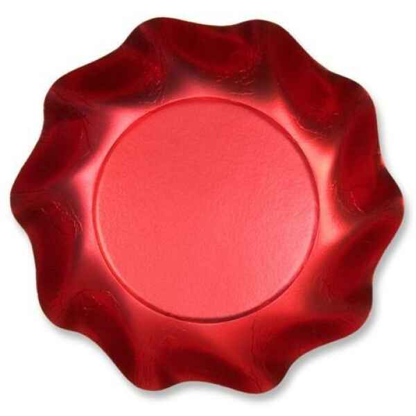 Extra Piatti Fondi di Carta a Petalo Rosso Metallizzato Satinato 24 cm