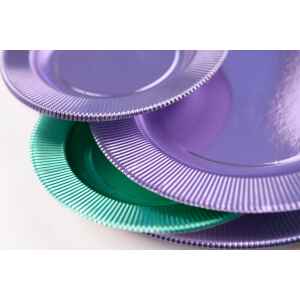 Piatti Piani di Carta a Righe Lavanda Metallizzato 27 cm 8 Pz