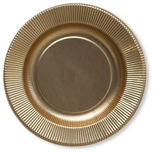 Piatti Piani di Carta a Righe Oro Metallizzato Satinato 27 cm 8 Pz