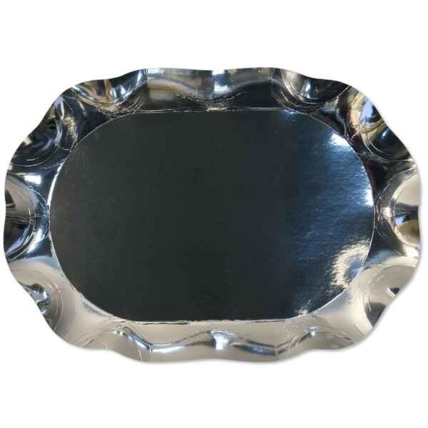 Vassoio Rettangolare di Carta a Petalo Argento Metallizzato 46 x 31 cm