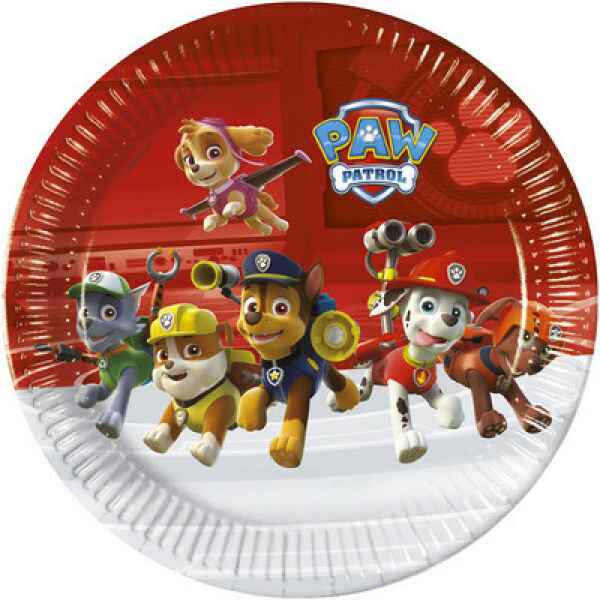 Piatto Piano di Carta 23 cm Paw Patrol Ready for Action 8 pz