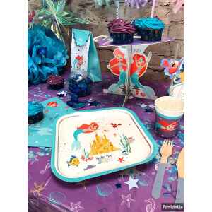 Piatto Piano QUADRATO MET 23 cm Ariel Under The Sea 4 pz